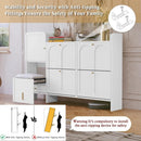 Axyaa 4-Drawer Shoe Cabinet with Hidden Stool & Adjustable Shelves