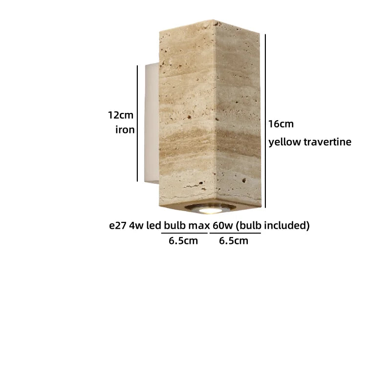Axyaa Black Travertine Stone LED Wall Light for Chic Indoor Decor