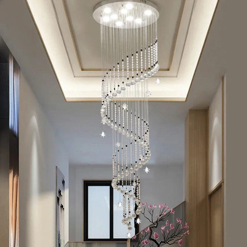 Axyaa Crystal Spiral Staircase Chandelier for Modern Home Decor