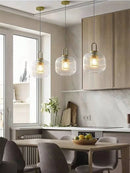 Axyaa Glass Stripe Pendant Lights: LED Lighting for Living Room, Kitchen & Indoor Decor