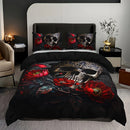 Axyaa Black Boho Floral Duvet Cover Set with 2 Pillowcases