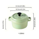 Axyaa Ceramic Mini Double Ear Bowl Set for 6.5oz Yogurt & Steamed Egg