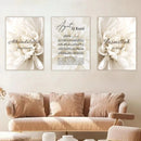 Ayat Al Kursi Quran Canvas Wall Art by Axyaa - Beige Floral Allah Print for Home Decor