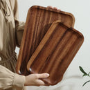 Axyaa Acacia Wood Tea Tray for Snacks, Coffee, and Cups