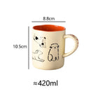 Axya 420ml Ceramic Cat & Dog Couple Mug, Microwave Safe Coffee Cup
