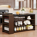 Axyaa Farmhouse Kitchen Island with Storage, 5-Tier Wood Coffee Bar Table