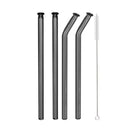 Axyaa Glass Straw 5Pcs Set for Bubble Tea & Smoothies, Eco Friendly Reusable Straws