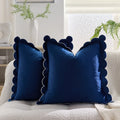 Axyaa Wave Fringed Velvet Cushion Cover in Various Colors