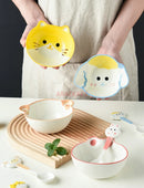 Axyaa Kids Bowl: Ceramic Underglaze Color, Cute Cartoon Shape, Baby Food Cute Bowl