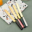 Axyaa Stone Ceramic Handle Cake Shovel Set Butter Pizza Cheese Knife Stainless Steel