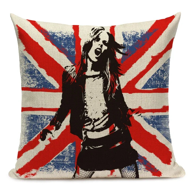 Axyaa Union Jack American Flag Throw Pillow Cases 45x45cm Square Top King Size