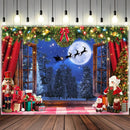Winter Moon Night Santa Claus Forest Tree Blanket for Home & Outdoor by Axyaa