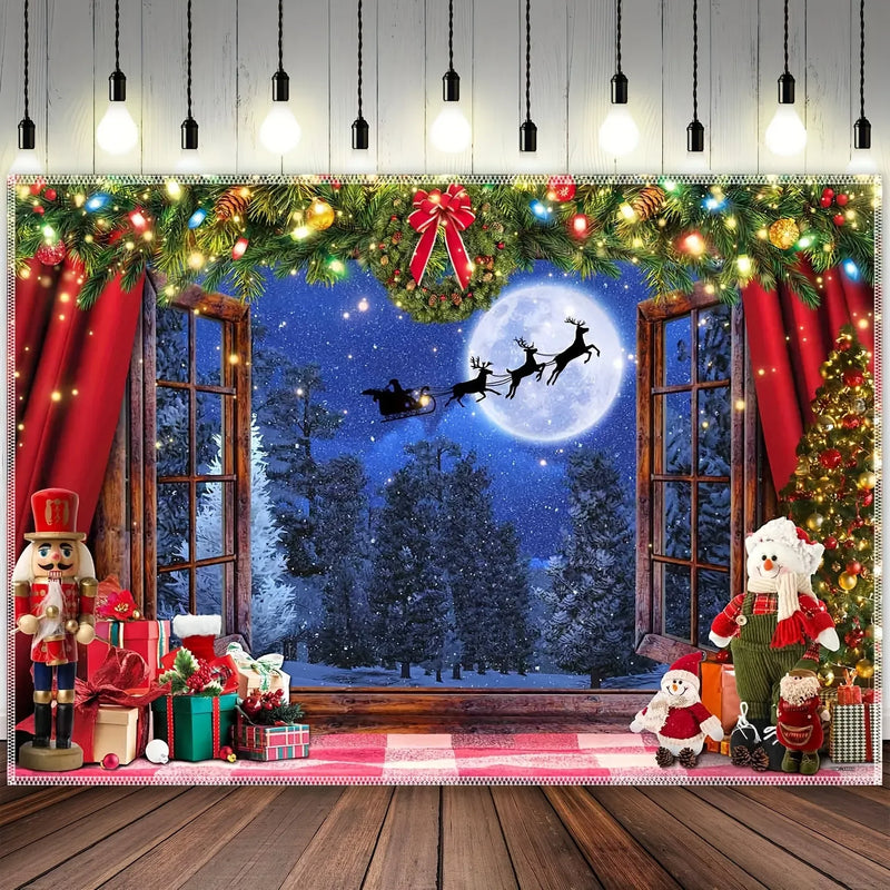 Winter Moon Night Santa Claus Forest Tree Blanket for Home & Outdoor by Axyaa