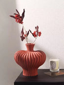 Axyaa Ceramic Flower Vase Decor for Living Room Tabletop, Retro Luxury Arrangements