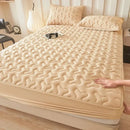 Axyaa Washed Cotton Padded Fitted Sheet - Single-Piece Mattress Protector