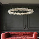 Axyaa Luxe Crystal Circle Pendant Light - Dimmable LED Parlor Hanging Lamp