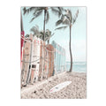 Nordic Beach Surfing Coconut Tree Poster Art Print Modern Home Decor by Axyaa