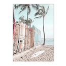 Nordic Beach Surfing Coconut Tree Poster Art Print Modern Home Decor by Axyaa