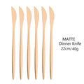 Axyaa 6-Piece Matte Dinner Knife Set Stainless Steel Cutlery Gold Silverware