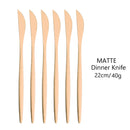 Axyaa 6-Piece Matte Dinner Knife Set Stainless Steel Cutlery Gold Silverware