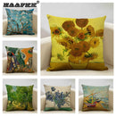 Axyaa Sunflower Oil Printed Cushion Cover - Van Gogh Inspired Decor Pillow Case