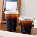 Axyaa 16oz Clear Plastic Coffee Cups with Straight Covers, 20pcs Smoothie Cups