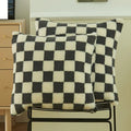 Axyaa Plaid Faux Fur Wool Throw Pillow Cover for Home Decor