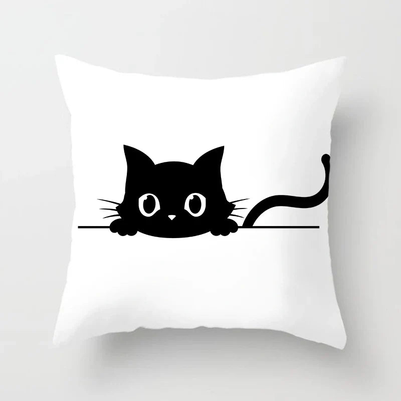 Skull Cat Black Pillowcase 45x45cm Home Decor for Sofa & Car - Axyaa