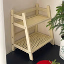 Axyaa Rattan Double-Layer Cup Storage Organizer - Kitchen Shelf for Coffee Corner