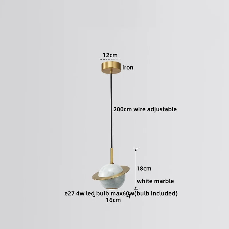 Axyaa Marble Copper LED Pendant Lamp for Modern Interiors