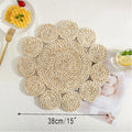 Axyaa Round Rattan Wall Basket Decor: Nordic Style Hanging Frame Ornament Craft