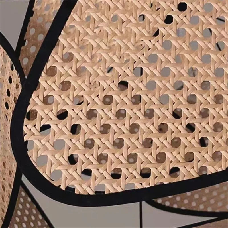 Axyaa Rattan Wicker Chandelier Kitchen Leaf Grid Wood Bamboo Lamp