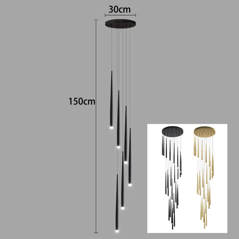Axyaa Staircase Chandeliers LED Pendant Light Lamps Modern Decor for Living Room