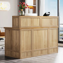Axyaa Rustic Front Reception Desk, 57-Inch Boho Welcome Checkout Counter for Office