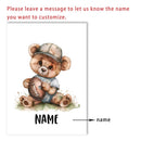 Axyaa Teddy Bear Sports Custom Name Nursery Wall Art Canvas Print Kids Room Decor