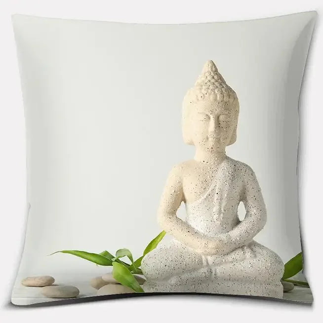 Buddha Zen Stone Flower Pillow Case for Home Office Decor Sofa Cushion Cover.