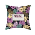 Flamingo Flower Rainforest Cushion Cover with Tropical Plant Animal Pattern by Axyaa