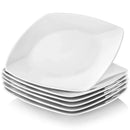 Axyaa White Square Porcelain Plate Set, 6/12 Pieces, Dinner Dessert Salad Fruit Beef Flat