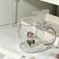 Axyaa 3D Pink Glass Rose Wine Glasses Set - Lovely Household Gift