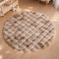Axyaa Round Rabbit Fur Carpet: Soft Fluffy Rug for Home Decor & Kids Room