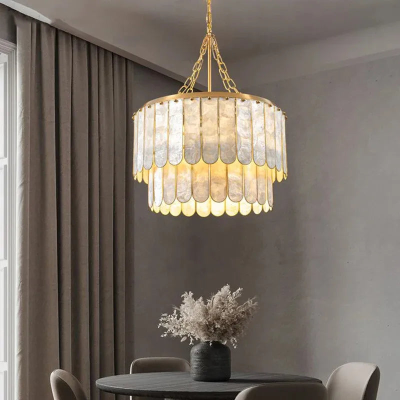 Axyaa Shell Pendant Chandelier LED Ceiling Light for Home Lighting