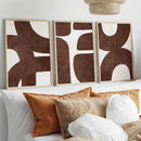 Geometric Brown Canvas Wall Art Set by Axyaa: Modern Minimalist Decor for Home & Office