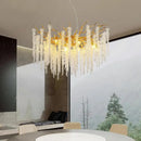 Axyaa Gold Branch Crystal LED Pendant Chandeliers for Living, Dining, Kitchen, Bedroom