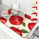 Axyaa Apple Fruit Kitchen Drying Mat - Quick Dry, Antiskid Tableware Mat