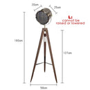 Axyaa Wooden Tripod Floor Lamp - Industrial Vintage Style for Home, Study, Bar, Hotel