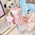 Axyaa Kawaii Sakura Panda Water Bottle with Filter - 650ml Gym Tea Juice Cup