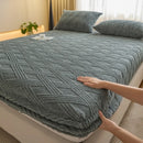 Axyaa Velvet Jacquard Fitted Mattress Protector for Single Double Beds
