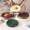 Axyaa Solid Color Donuts Ceramic Steak Plate, Dessert, Salad, Sushi Restaurant Display Tableware