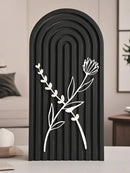 Axyaa Natural Wood Desk Ornaments - Floral Relief Decor, Botanical Wall Art Panels