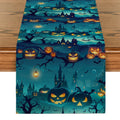 Axyaa Spooky Pumpkin Head Table Runner for Halloween Party Décor